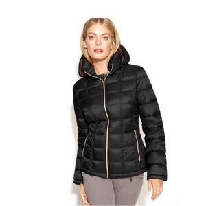 Michael Kors Gray Puffer Jacket Full Zip Packable Down Fill Size M